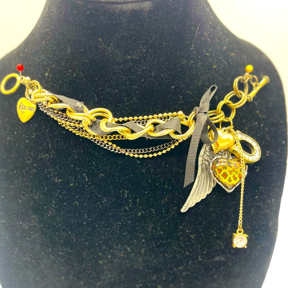 Rare Leopard heart wing Betsy Johnson bracelet